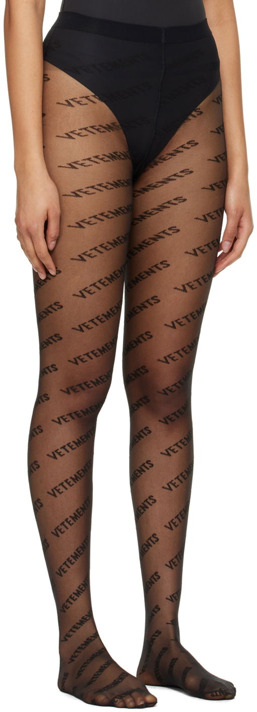 Чорапи VETEMENTS Monogram Logo Tights Черно | WA53TI100B, 1