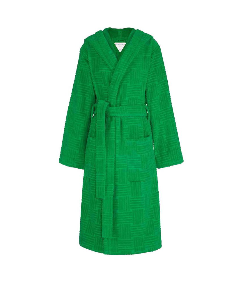 Flexstyle Bottega Veneta Intreccio Pattern Cotton Bathrobe Зелено | 656096 3V106 3707