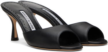 Аксесоари Manolo Blahnik Manolo Blahnik Jadarona Leather Heeled Mules Черно | 121-1461, 3