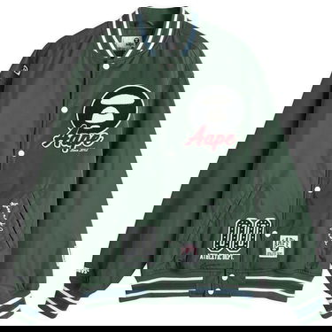 Яке бомбър AAPE by A Bathing Ape AAPE Ice Hockey Varsity Jacket Зелено | AAPJKM7676XXNGRD, 0