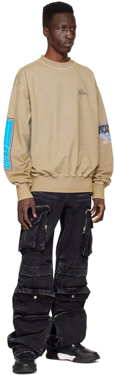 Пуловер We11done We11done Graphic Print Cotton Sweatshirt Бежово | WD-TS1-22-667-U-KK, 3