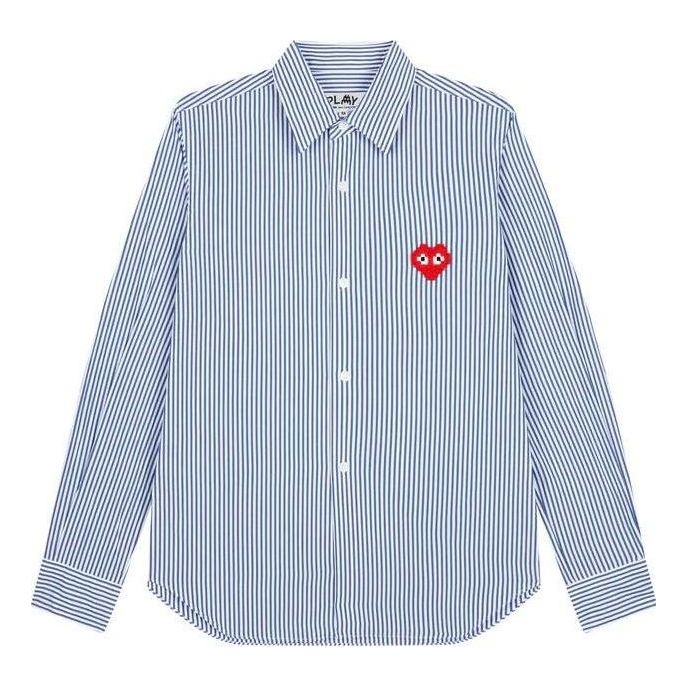 Риза Comme des Garçons PLAY Striped Shirt With Red Emblem Синьо | AZ-B024-051-1, 0