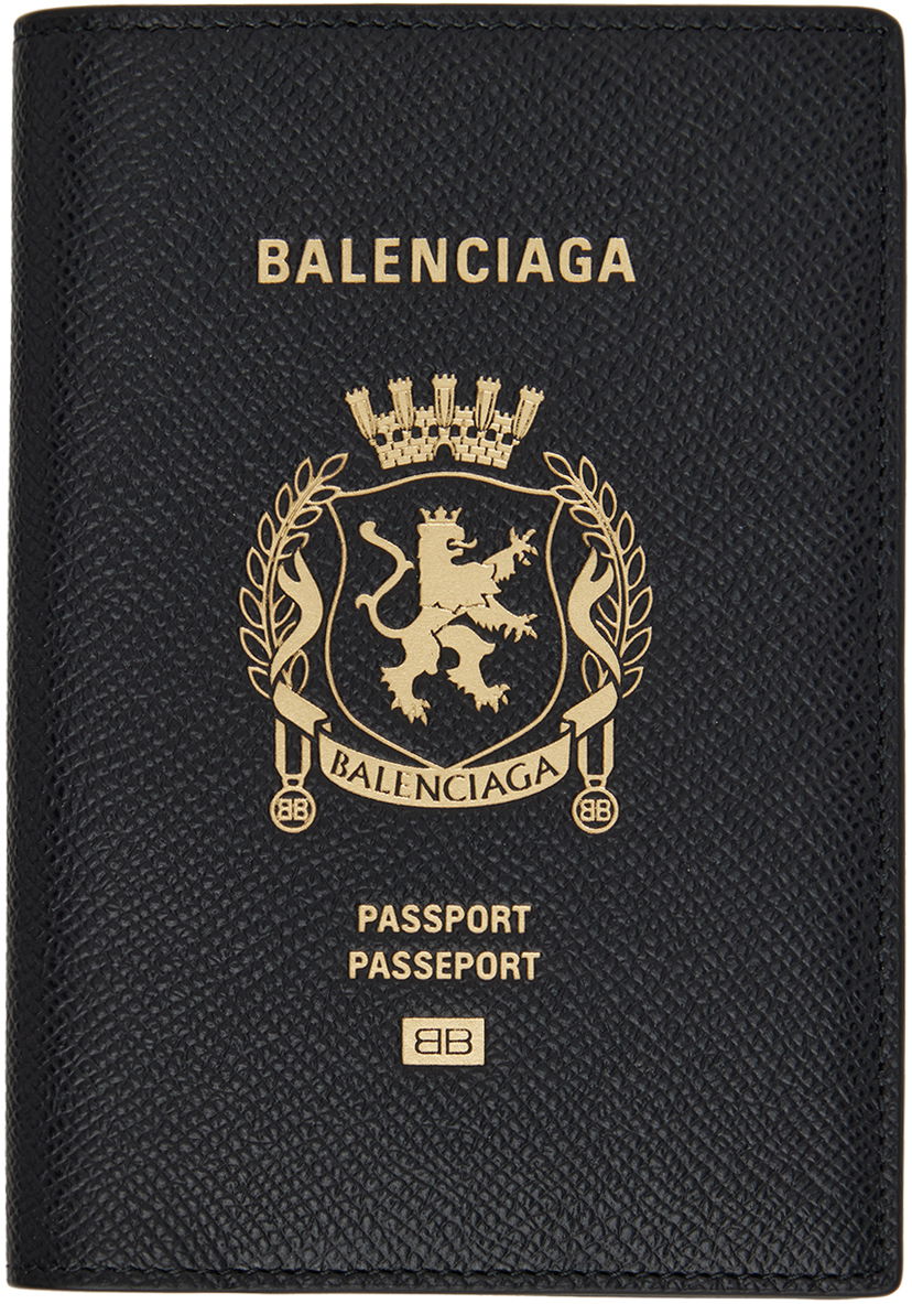 Портфейл Balenciaga Balenciaga Stamped Passport Holder Черно | 787742 2AA3R