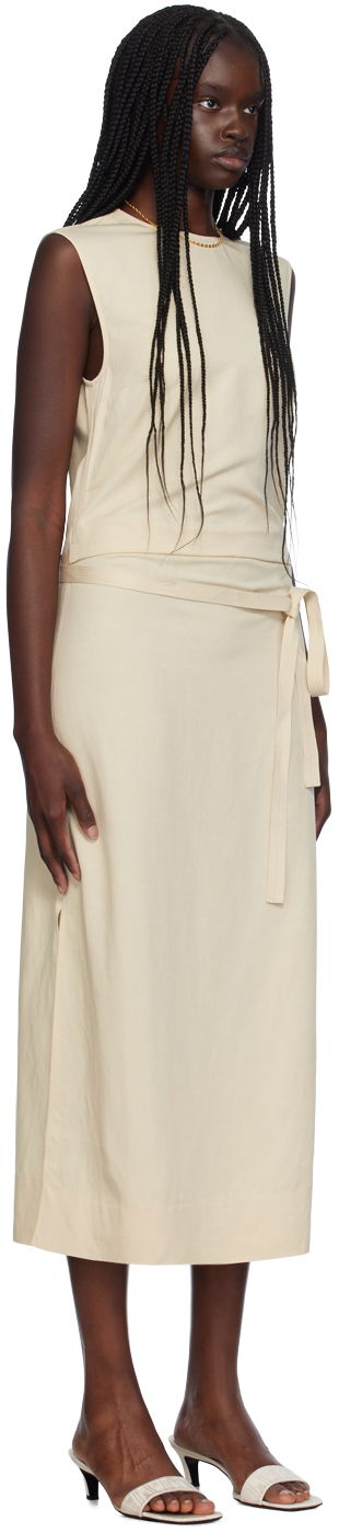 Pокля TOTEME TOTEME Fluid Tie-Waist Maxi Dress Бежово | 243-WRD0124-FB0193, 1