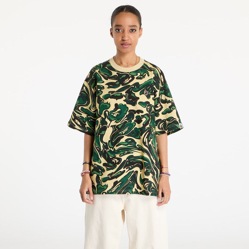 Тениска BAPE Marbling Camo One Point Relaxed Fit Tee Зелено | 001CSK801305M GRN