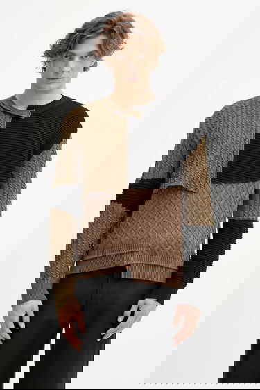 Пуловер Andersson Bell Andersson Bell Patchwork Asymmetric Crewneck Sweater Кафяво | atb1330m, 0