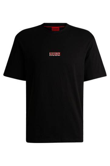 Тениска BOSS Relaxed Fit Cotton T-Shirt with Rear Logo by HUGO Черно | 50519714, 0