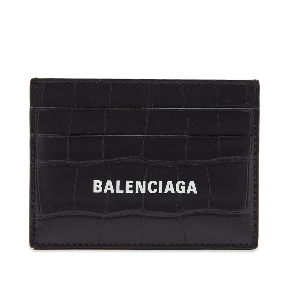 Портфейл Balenciaga Croc Embossed Logo Card Holder Black/White Черно | 594309-1ROP3-1000, 0