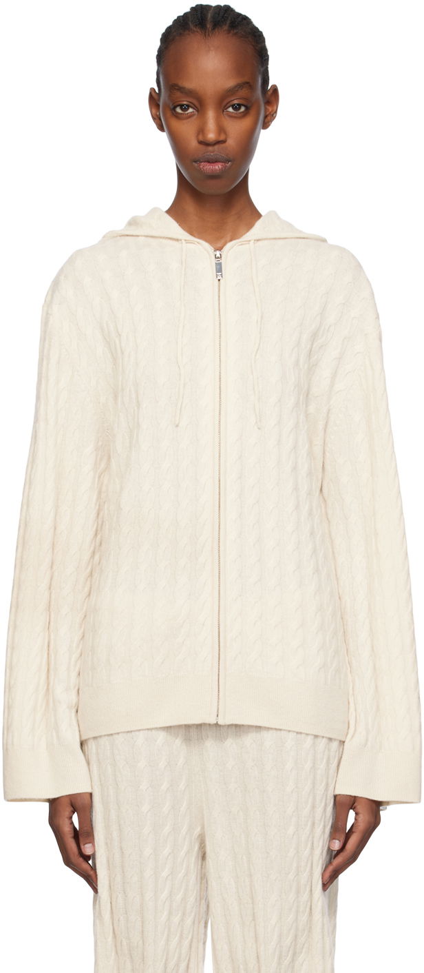 Пуловер TOTEME Cable Knit Zip Hoodie Бежово | 241-WRT1024-YA0023, 0