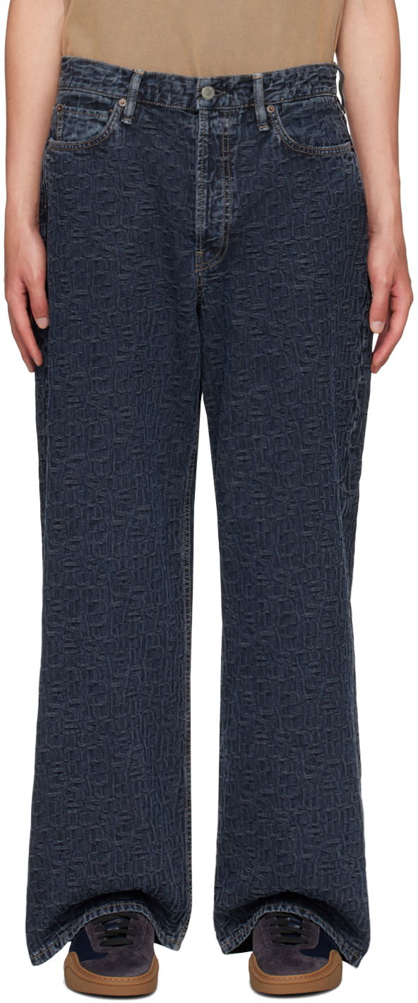 Дънки Acne Studios Blue Embossed Jeans Тъмно синьо | B00377-