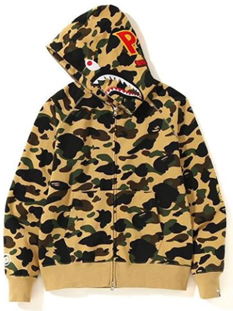 Суитчър BAPE 1st Camo 2nd Shark Full Zip Hoodie Жълто | 1J70115006-YEL, 1