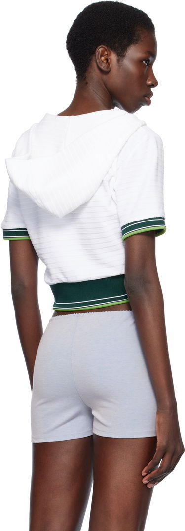 Суитчър Casablanca Casablanca Textured Velour Tennis Cropped Hoodie Бяло | WS25-JTP-354-01, 2