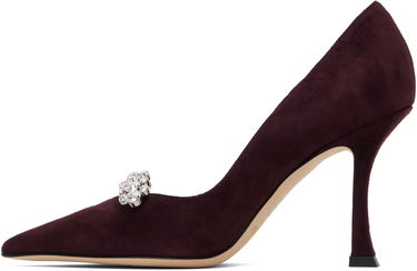 Кецове и обувки Jimmy Choo Belinda 90 Suede Crystal-Embellished Pointed-Toe Pumps Бургунди | BELINDA PUMP 90, 2