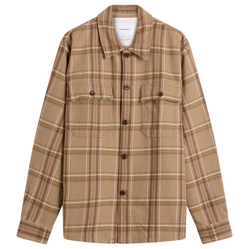 Риза NORSE PROJECTS Hjalmer Heavy Twill Check Overshirt Бежово | N40-0844-9023