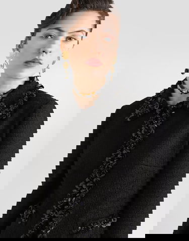 Яке Dolce & Gabbana Dolce & Gabbana Stretch Mat Embellished Short Jacket Черно | F27GGZFUCDQN0000, 3