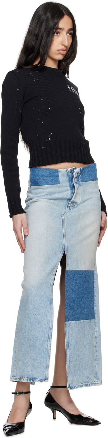 Пола Maison Margiela MM6 Maison Margiela Paneled Denim Maxi Skirt Синьо | S62MI0032 M30018, 3