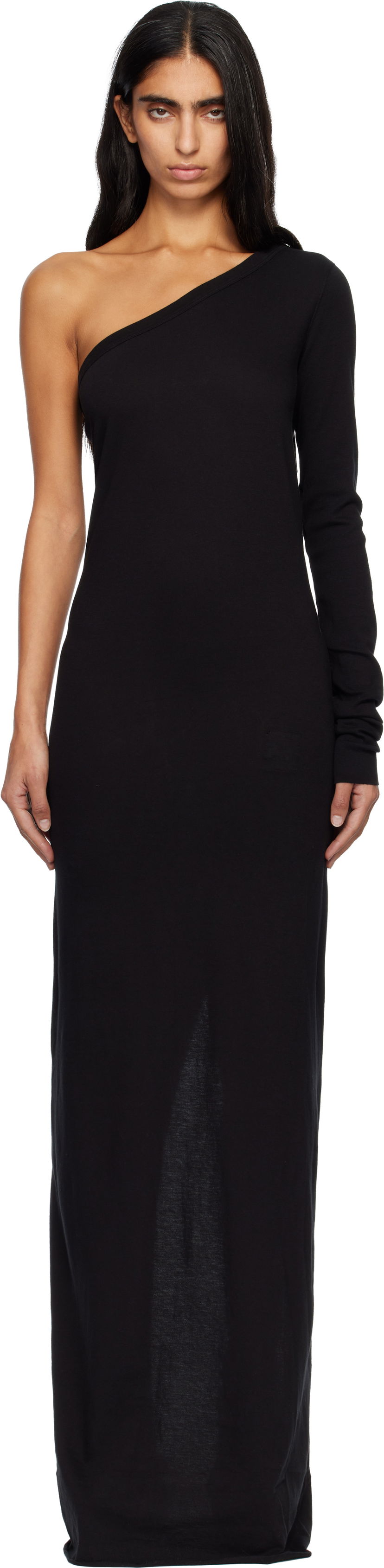 Pокля Rick Owens DRKSHDW Concordians Ziggy One-Shoulder Maxi Dress Черно | DS02E7511 RN