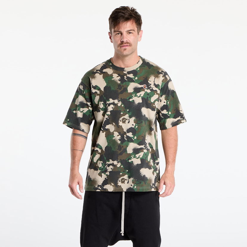 Тениска BAPE A BATHING APE Map Camo Ape Head One Point Tee UNISEX Green Зелено | 001CSL301001MGRN