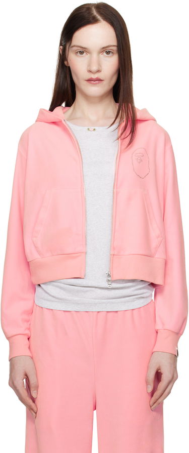 Суитчър BAPE A Bathing Ape Crystal Stone Ape Head Velour Cropped Hoodie Розово | 001ZPK802004L, 0