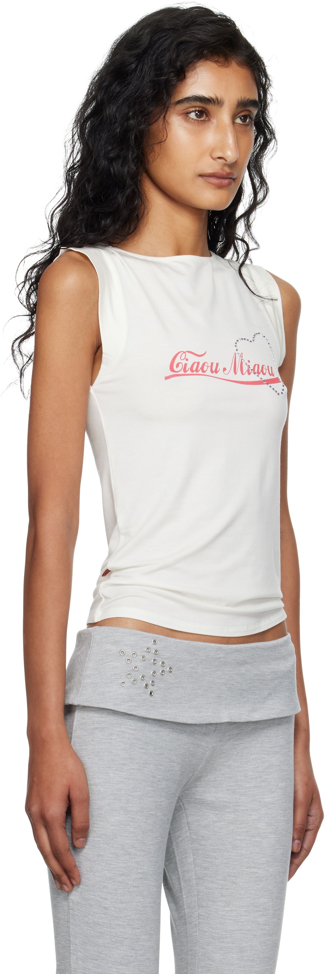 Потник Miaou Miaou Lucia Sleeveless Graphic Tank Top Бяло | 7197LJBCMI, 1