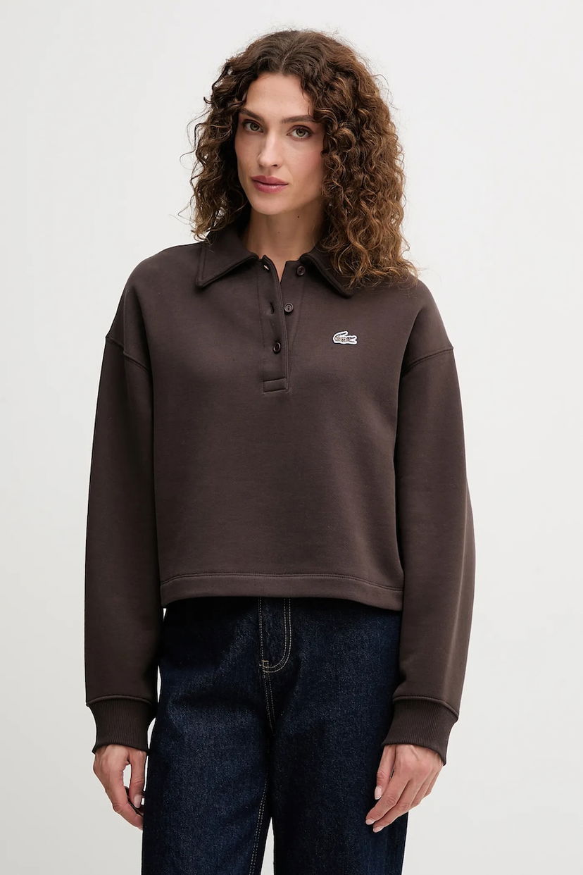 Суитчър Lacoste Lacoste Cropped Polo Sweatshirt Кафяво | SF5275