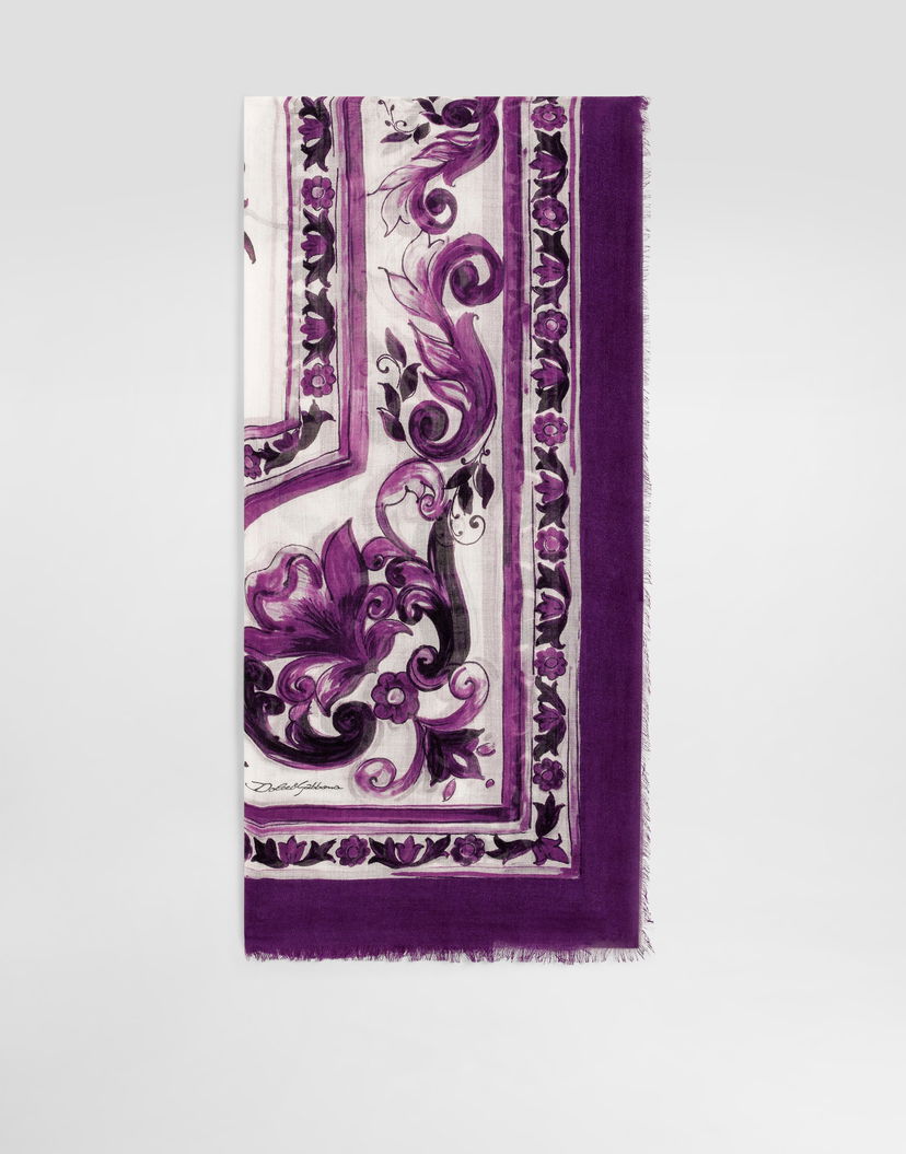 Шал Dolce & Gabbana Dolce & Gabbana Majolica Print Cashmere and Silk Stole Лилаво | FS209AGDC6WHP3OA