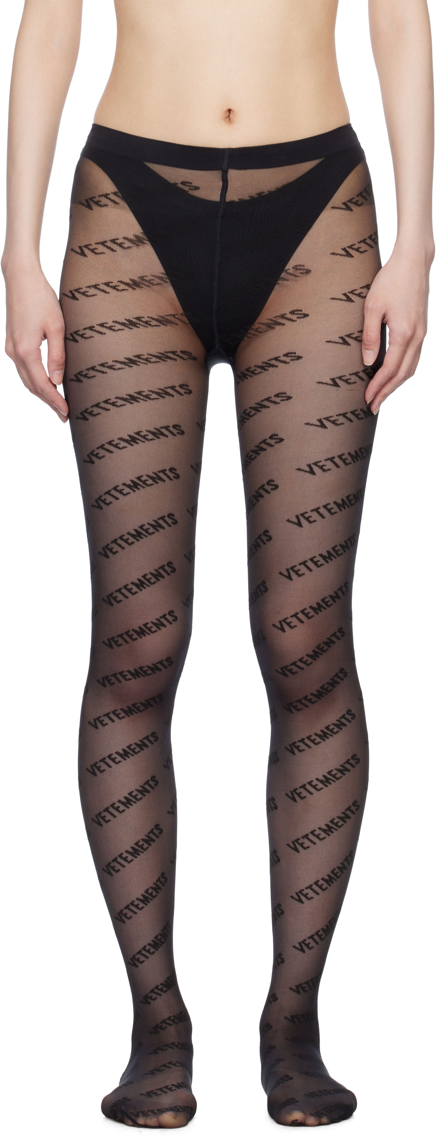 Чорапи VETEMENTS Vetements Wolford Edition Logo Tights Черно | WA66HO100B, 0