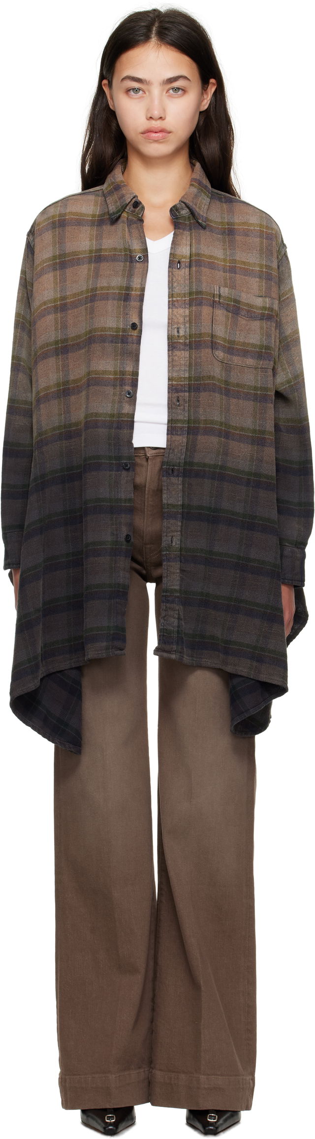 R13 Draped Plaid Shirt