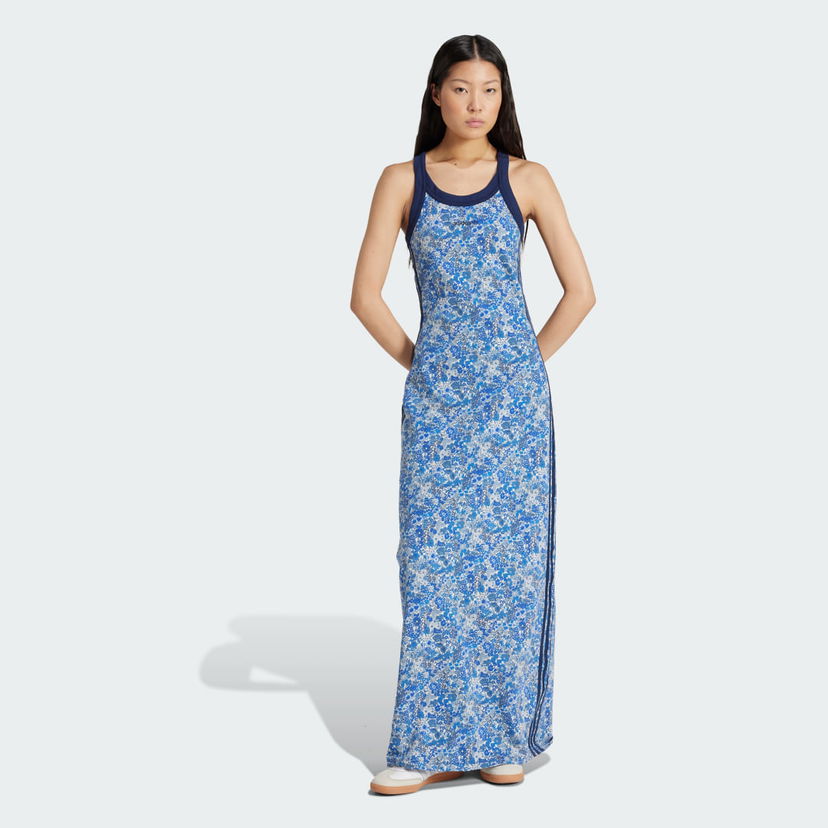 Pокля adidas Originals adidas Originals x Liberty London Tonal Maxi Dress Синьо | JD2742