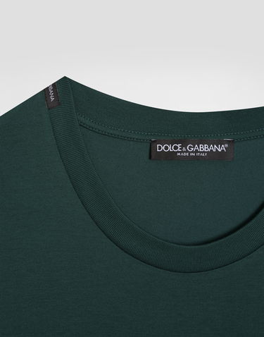 Тениска Dolce & Gabbana Cotton T-shirt With Embroidered Patch Зелено | G8RN8ZG7P0CV0018, 3