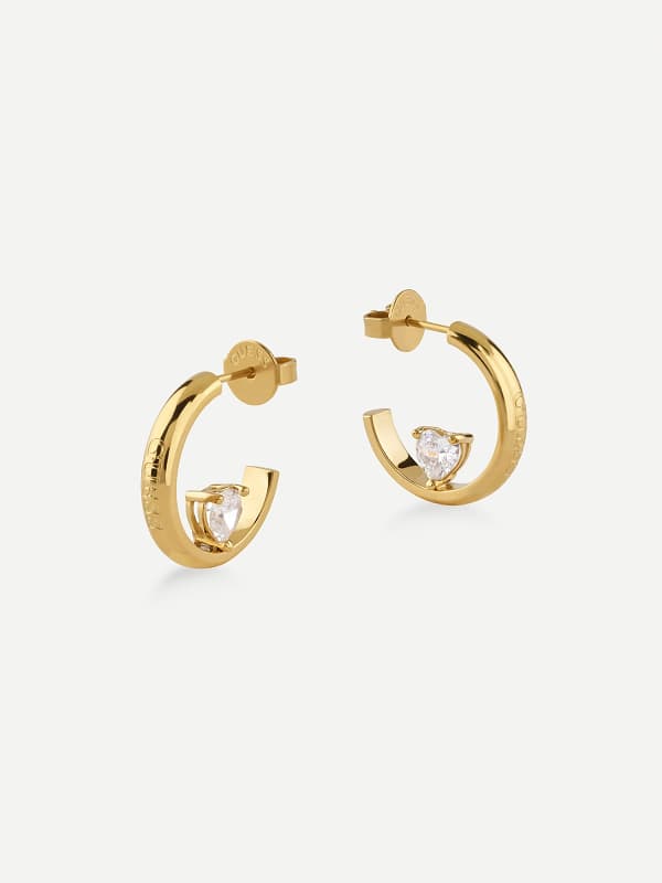 Обеци GUESS Gold-Tone Heart Earrings with Crystal Accents Металик | JUBE04659JW, 0