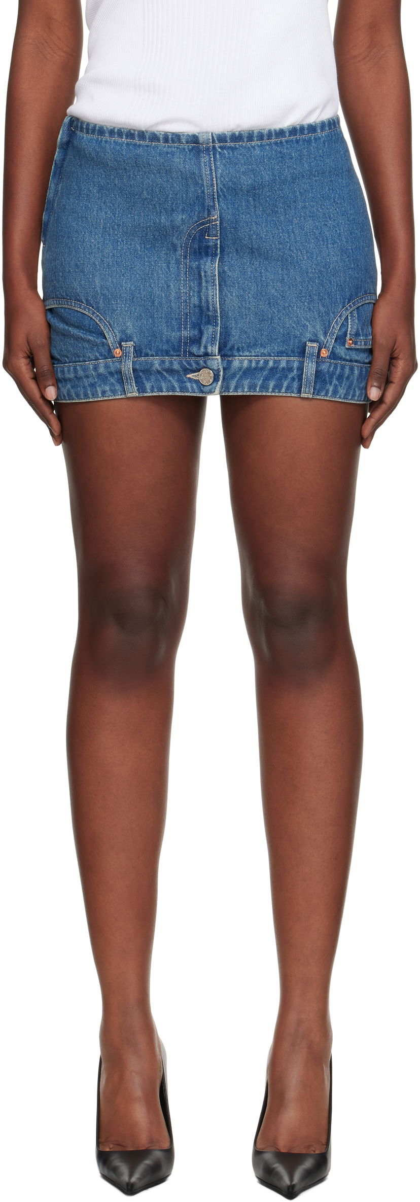 Пола VETEMENTS Vetements Upside-Down Denim Miniskirt Синьо | WH76DK007VB