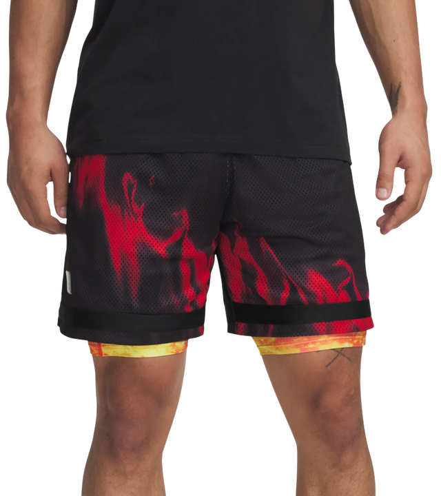Curry Statement Flame Print Layered Mesh Basketball Shorts