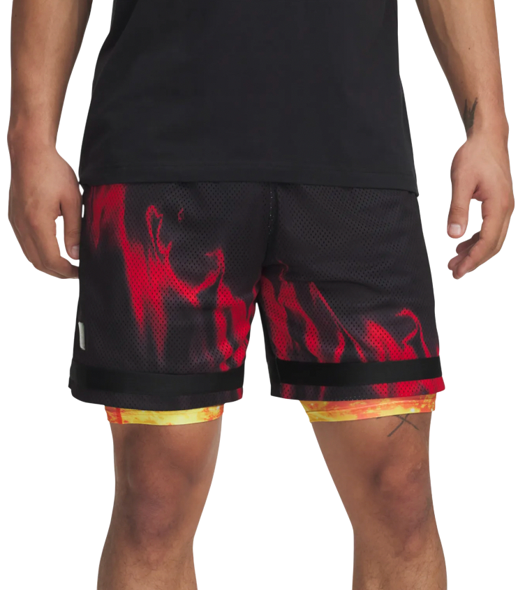 Къси панталони Under Armour Curry Statement Flame Print Layered Mesh Basketball Shorts Черно | 1390348-001