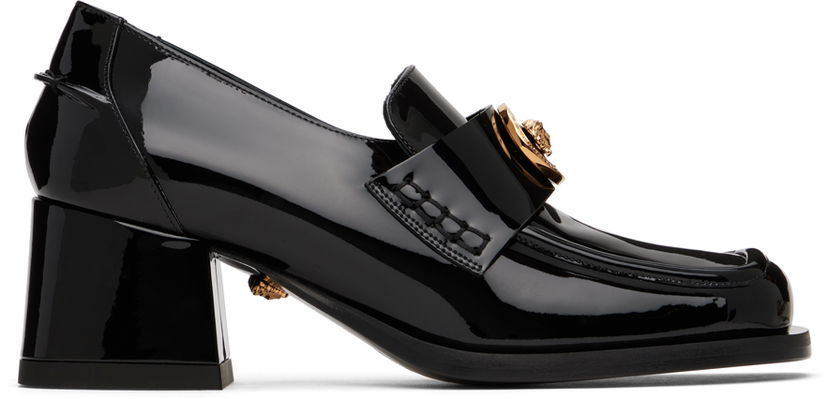 Кецове и обувки Versace Black Alia Patent Loafer Heels Черно | 1012169_D2VE_1B00V