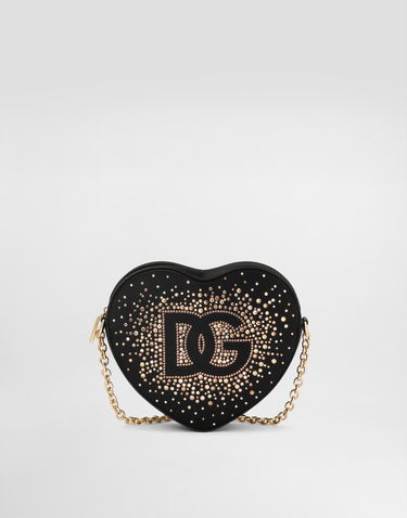Дамска чанта Dolce & Gabbana Dolce & Gabbana Satin DG Girlie Heart Rhinestone Crossbody Bag Черно | EB0260AB00280999, 0