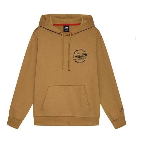 Суитчър New Balance Logo Hoodie Кафяво | AMT21351-INC