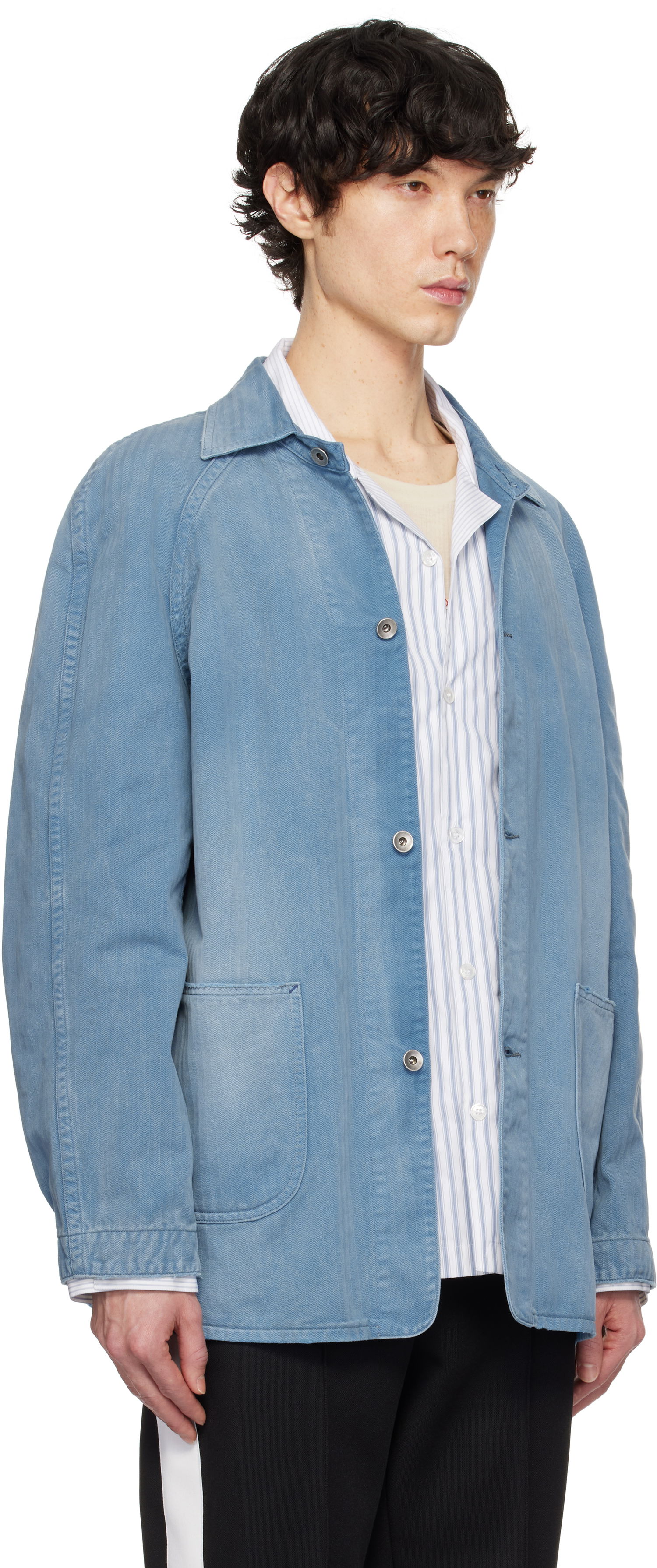 Яке Maison Margiela Maison Margiela Distressed Caban Denim Jacket Синьо | S50AM0635 M30024, 1