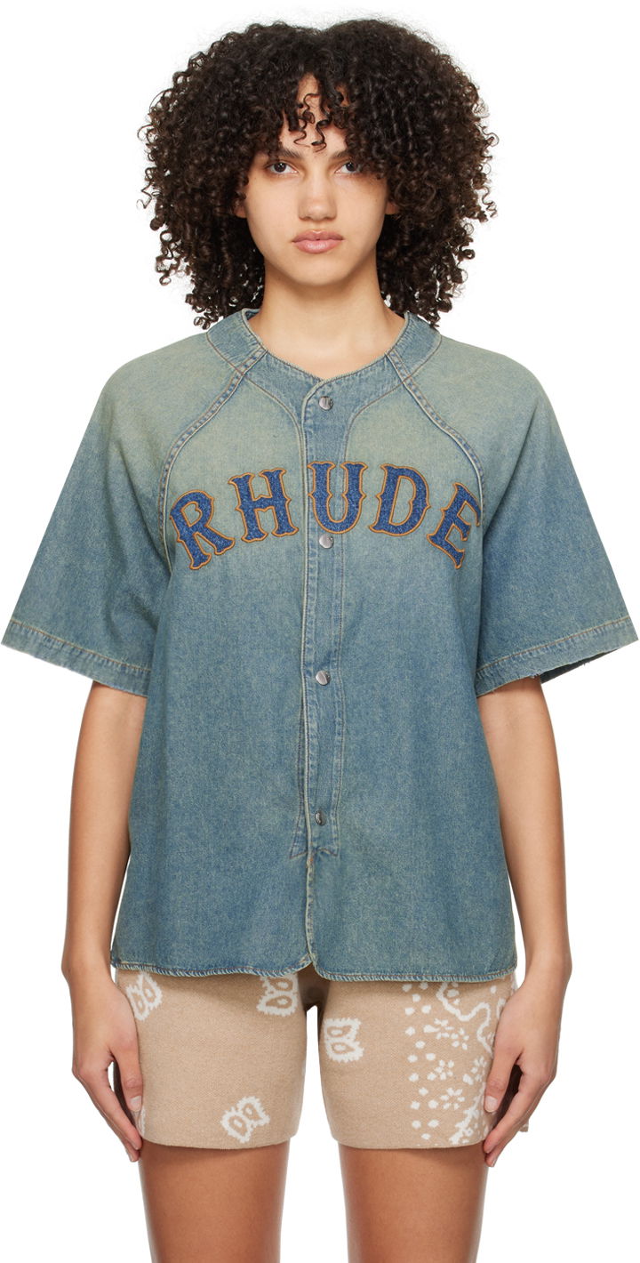 Риза Rhude Faded Denim Shirt Синьо | RHPS24SR02012305, 0
