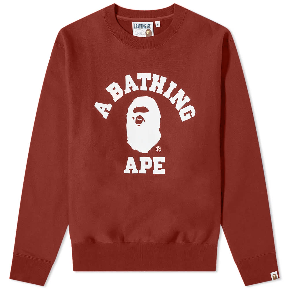 Суитчър BAPE A Bathing Ape College Relaxed Fit Crew Sweat Бургунди | 001SWI801011M-BUR, 0