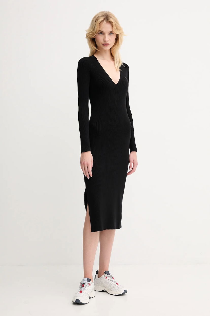 Pокля Lacoste Lacoste Fitted Maxi Dress Черно | EF4175