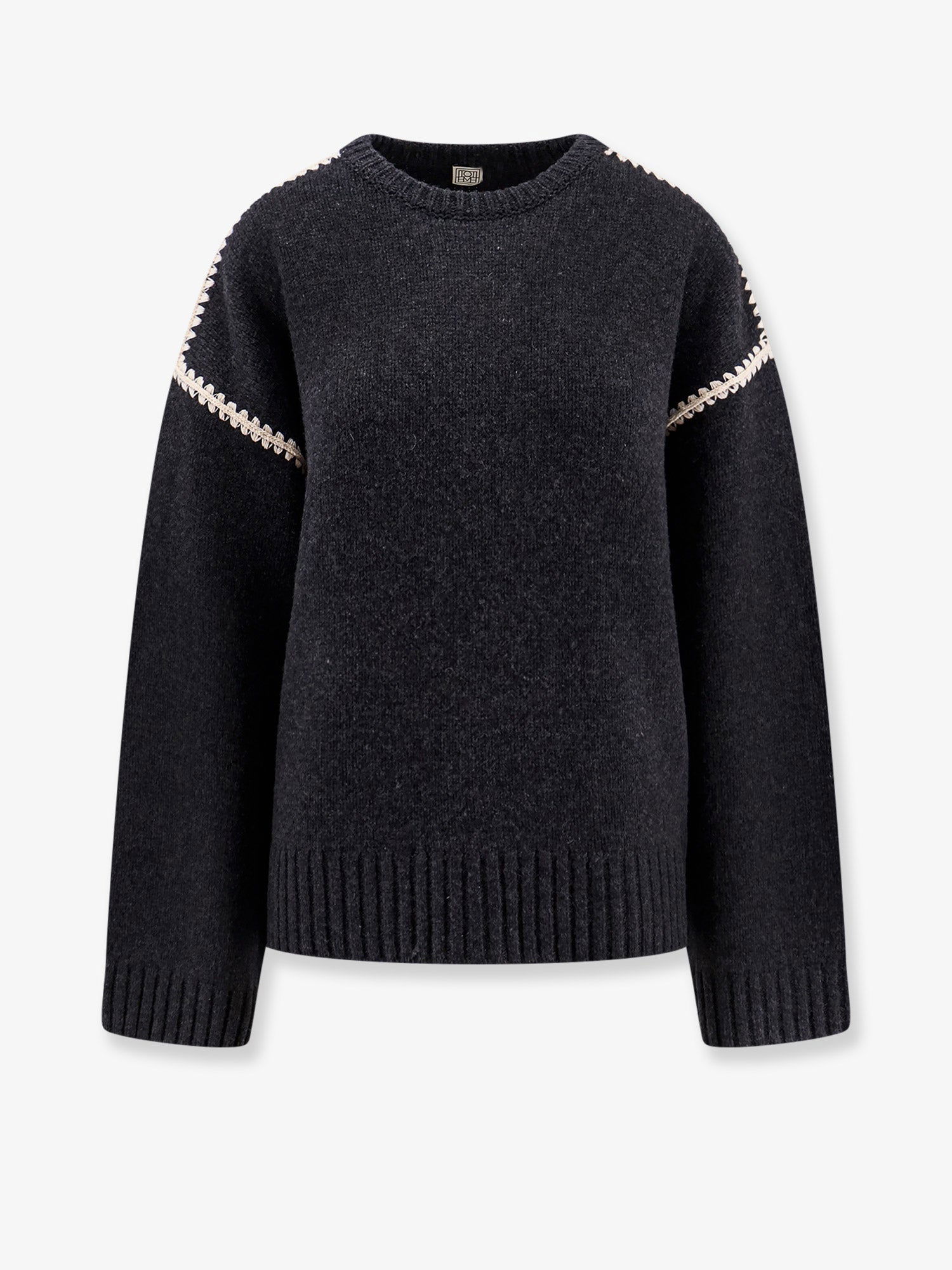 Пуловер TOTEME Toteme Knit Sweater with Crochet Trim Черно | 241WRT1025YA0004074, 0