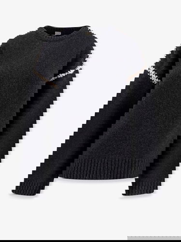 Пуловер TOTEME Toteme Knit Sweater with Crochet Trim Черно | 241WRT1025YA0004074, 0