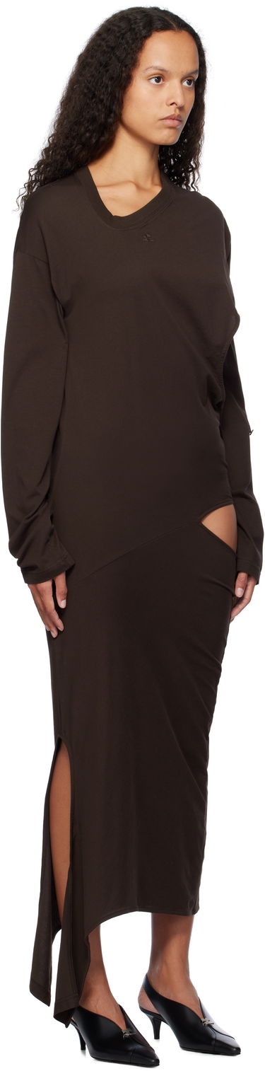 Pокля Courrèges Off Shoulder Midi Dress Кафяво | 424JRO486JS0175, 3
