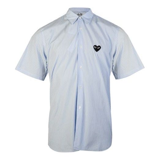 Риза Comme des Garçons Emblem Striped Short Sleeve Shirt Синьо | AZ-B022-M, 0