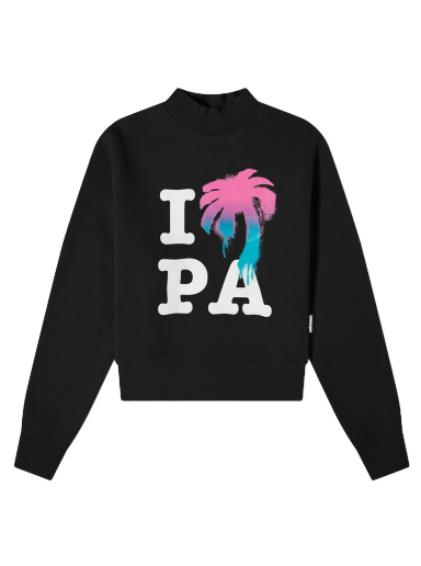 Суитчър Palm Angels I Love PA Fitted Crew Neck Sweat Черно | PWBA016S23FLE0011084