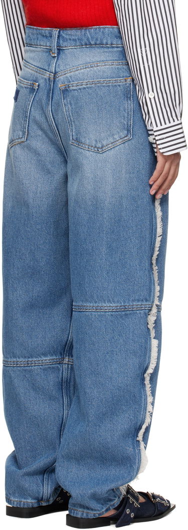 Дънки GANNI Ganni Stary Frayed Wide-Leg Jeans Синьо | J1602, 2