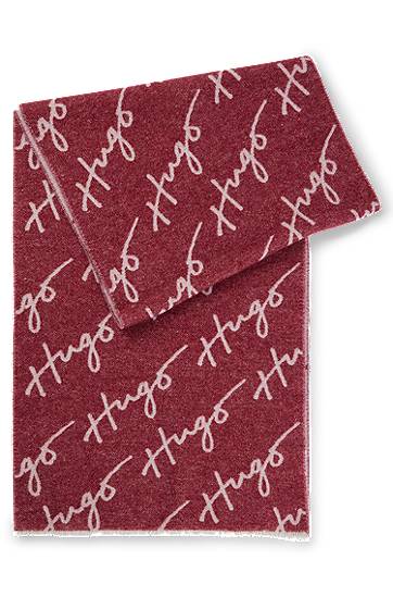 Шал BOSS Wool Blend Logo Scarf Бургунди | 50524789, 0