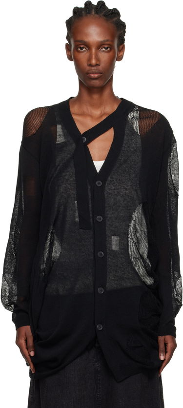 Пуловер Yohji Yamamoto YOHJI YAMAMOTO Plain Stitch & Pattern Draped Cardigan Черно | FP-K12-982, 0