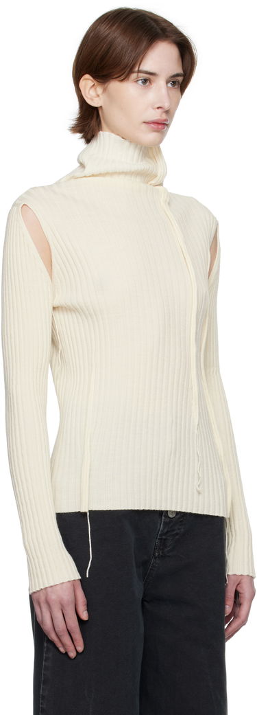 Пуловер Maison Margiela MM6 Maison Margiela Darted Rib Knit Turtleneck Top Бяло | S52HA0294 M13087, 1